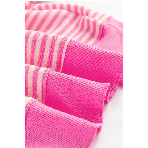 Azura Exchange Pink Stripe Loose Drop Shoulder Long Sleeve Top - 2XL - Main Image