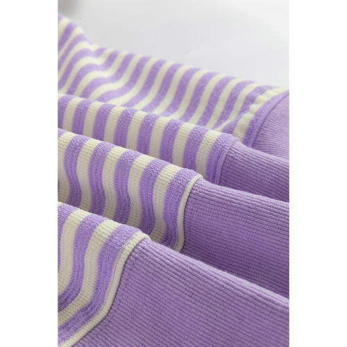 Azura Exchange Purple Stripe Loose Drop Shoulder Long Sleeve Top - L - Main Image