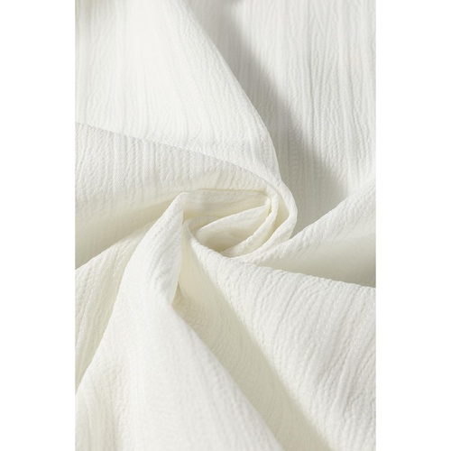 White Textured Colorblock V Neck Elegant Blouse - L - Main Image