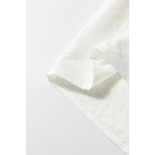 Azura Exchange White Geometric Textured Short Sleeve Frilly V Neck Blouse - L - Main Image