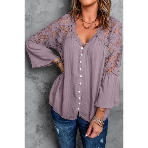 Azura Exchange Lace Button Top - M - Main Image