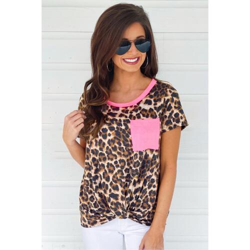 Azura Exchange Neon Pink Leopard Pocket T-shirt - M - Main Image