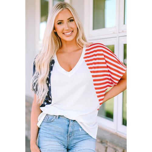 Azura Exchange Stars and Stripes V Neck Tee - XL - Main Image