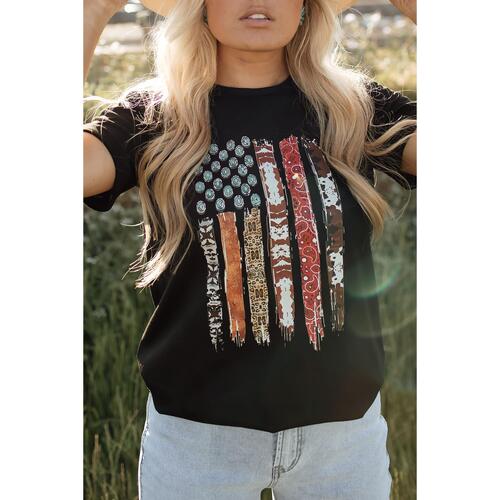 Azura Exchange American Flag Print Short Sleeve Graphic Tee - M - Main Image