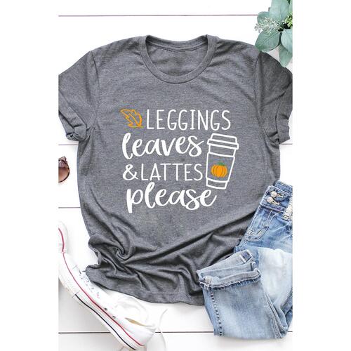 Azura Exchange Leaves and Lattes Please Graphic Tee - L - Main Image