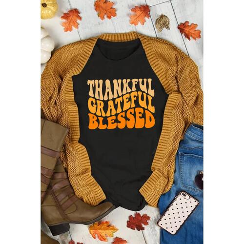 Azura Exchange Thankful Grateful Blessed Graphic Tee - M - Main Image