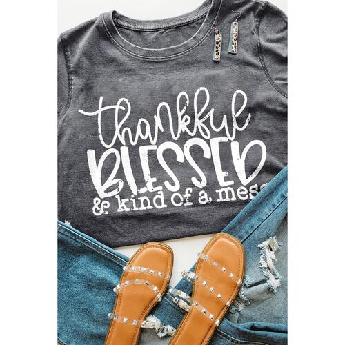 Azura Exchange BLESSED Graphic Print Crew Neck T-Shirt - XL - Main Image