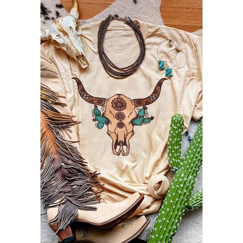 Azura Exchange Western Steer Skull Graphic Print T-Shirt - XL - Main Image