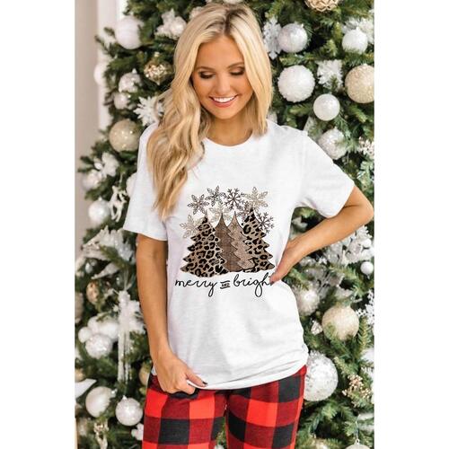 Azura Exchange Leopard Christmas Tree Graphic Print T-Shirt - 2XL - Main Image