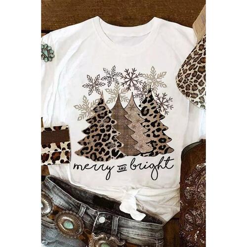 Azura Exchange Leopard Christmas Tree Graphic Print T-Shirt - S - Main Image