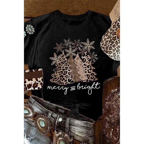 Azura Exchange Leopard Christmas Tree Graphic Print T-Shirt - 2XL - Main Image