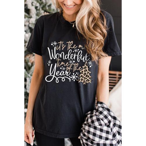 Azura Exchange Christmas Leopard Graphic Tee - 2XL - Main Image
