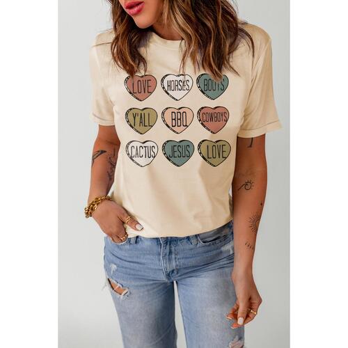 Azura Exchange Heart Shaped Letters Print Crewneck Graphic Tee - S - Main Image