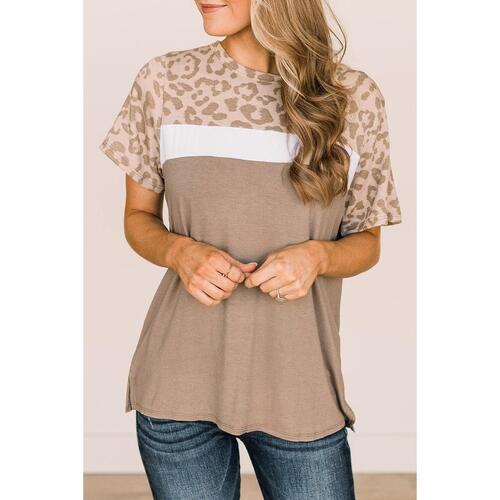 Azura Exchange Leopard Color Block T-Shirt - L - Main Image