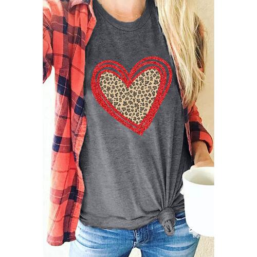 Azura Exchange Leopard Heart Graphic T-shirt - XL - Main Image