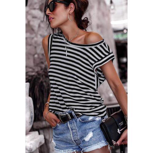 Azura Exchange Butterfly Sleeve Striped T-Shirt - S - Main Image