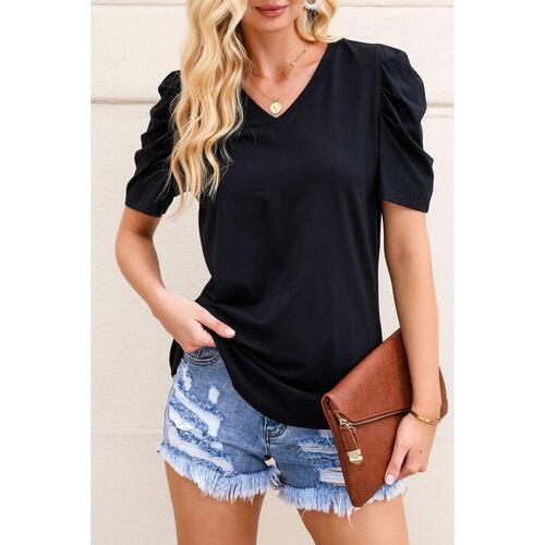 Azura Exchange V-Neck Puff Sleeve T-Shirt - L - Main Image