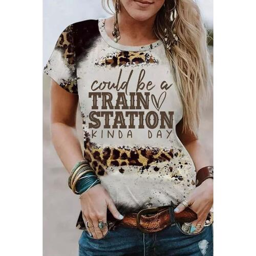 Azura Exchange Graphic Leopard Print T-Shirt - M - Main Image