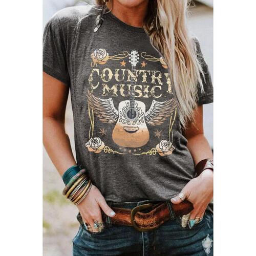 Azura Exchange Guitar Graphic Print Short Sleeve T Shirt - XL - Main Image