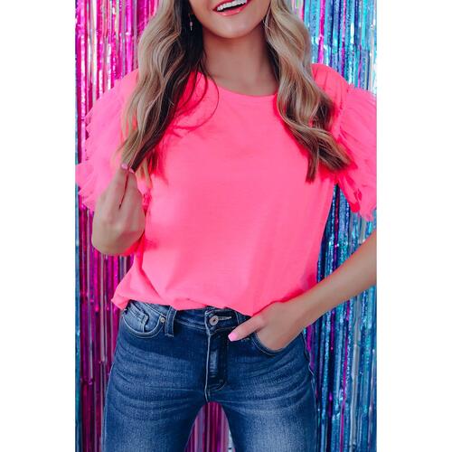 Azura Exchange Ruffled Tulle Sleeve Top - M - Main Image