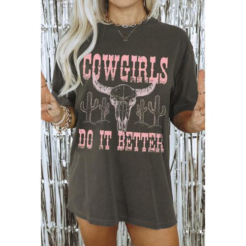 Azura Exchange COWGIRLS DO IT BETTER Graphic Print Oversized T Shirt - XL - Main Image