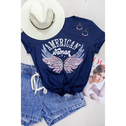 Azura Exchange American Woman Eagle Wing Flag Graphic Tee - L - Main Image