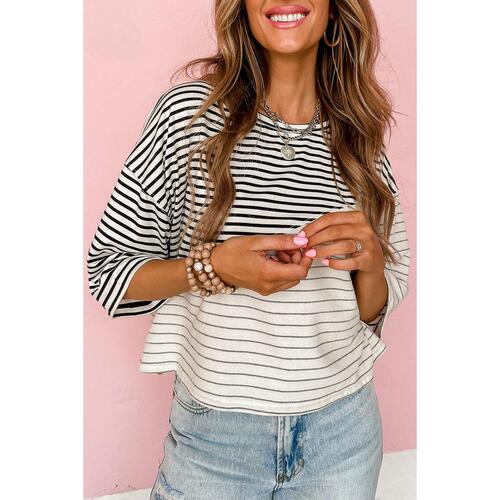 Azura Exchange Patchwork Striped Short Sleeve Top - XL - Main Image