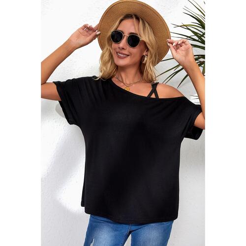 Azura Exchange Criss Cross One Shoulder T Shirt - XL - Main Image