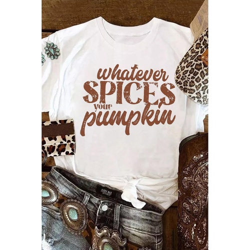 White Whatever Spices Your Pumpkin Graphic Tee - XL - Main Image