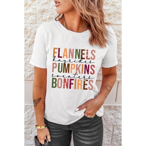 White FLANNELS PUMPKINS BONFIRES Crewneck Graphic Tee - 2XL - Main Image