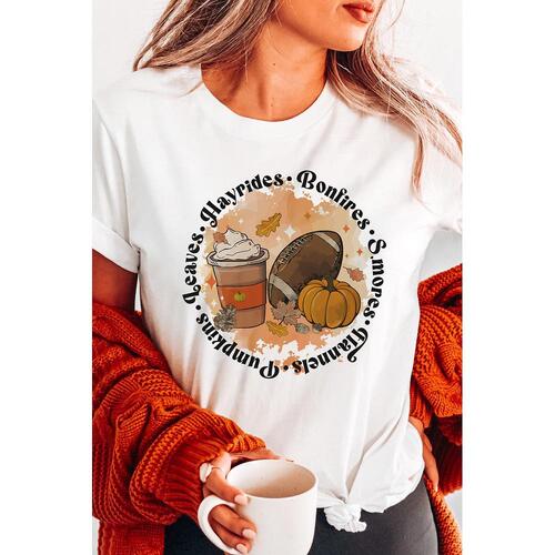 Azura Exchange Pumpkin Rugby Graphic Print Tee - L - Main Image