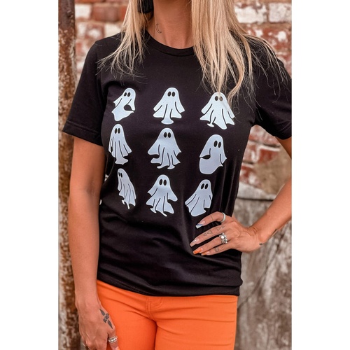 Black Halloween Ghost Graphic Tee - M - Main Image