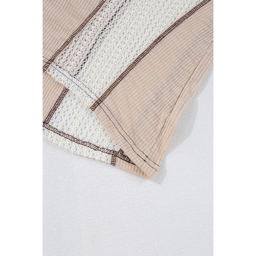 Parchment Crochet Detail Exposed Seam High Low Loose Top - L - Main Image