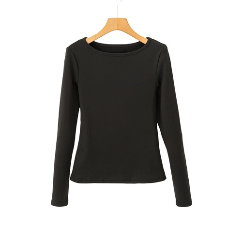 Black Fleece Lined Slim Fit Long Sleeve T Shirt - L - Main Image