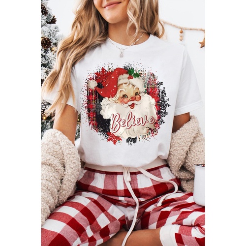 White Believe Christmas Father Graphic Crewneck T Shirt - 3XL - Main Image