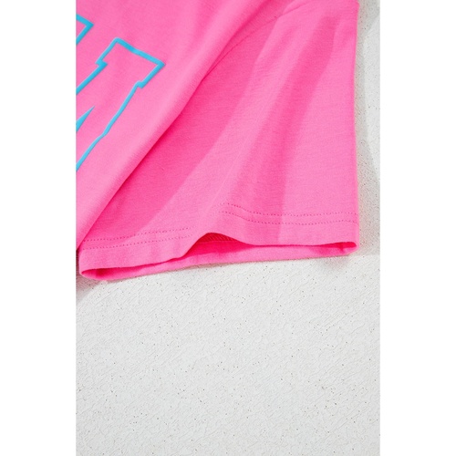 Bright Pink MAMA Letter Graphic Neon T Shirt - L - Main Image