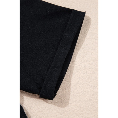 Black Heat Transfer Printing Christmas Tree Bowknot T-Shirt - M - Main Image