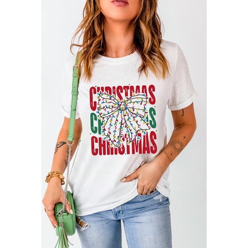 White Christmas Bowknot Graphic Tee - 2XL - Main Image