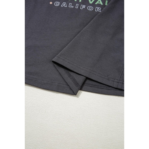 Dark Grey RISE WITH THE SUN Western Fashion Graphic Tee - L - Main Image