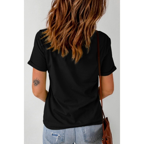Black Rhinestone Mardi Gras Letter Graphic T Shirt - S - Main Image