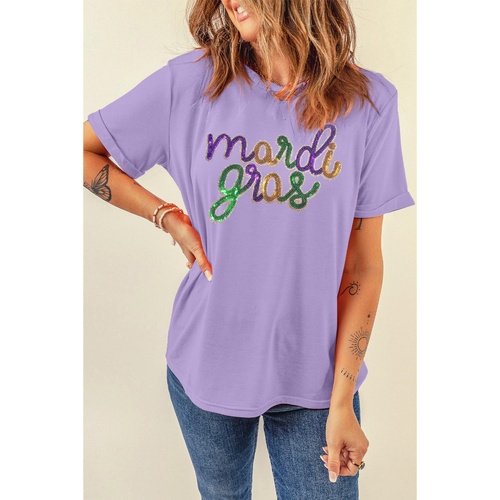 Wisteria Sequin mardi gras Graphic T Shirt - 2XL - Main Image