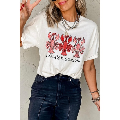 White Crawfish Season Fashion Graphic Crewneck T Shirt - 2XL - Main Image