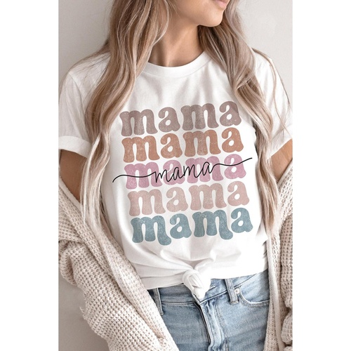 White mama Lettering Printed Crew Neck Tee - 2XL - Main Image