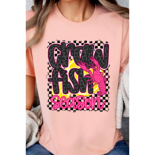 Pink Crawfish Season Graphic Casual Tee - 2XL - Main Image