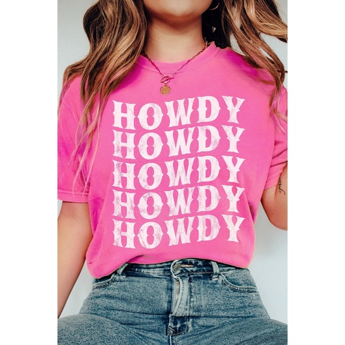 Sachet Pink HOWDY Graphic Western Crew Neck Tee - 2XL - Main Image