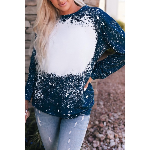 Navy Tie-dyed Crew Neck Pullover Sweatshirt - L - Main Image