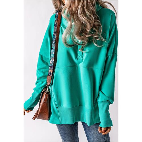 Azura Exchange Batwing Sleeve Pocketed Henley Hoodie - S - Main Image
