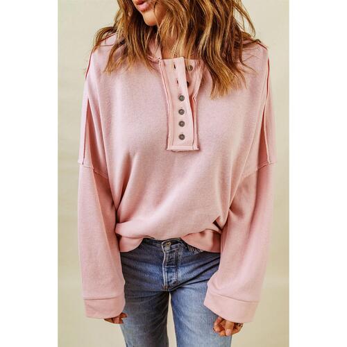 Azura Exchange Button Solid Patchwork Trim Hoodie - XL - Main Image