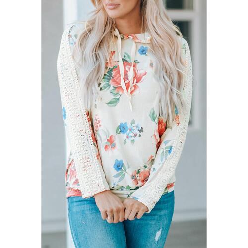 Azura Exchange Lace Contrast Long Sleeve Hoodie - L - Main Image