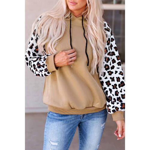 Azura Exchange Leopard Bishop Sleeve Hooded Sweatshirt - L - Main Image